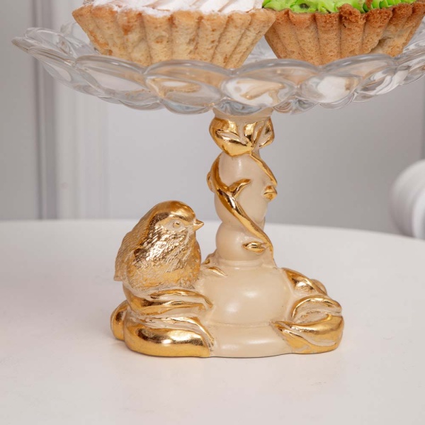 Фруктовница Зарничка Свитти Айвори со стеклянной чашей Лепестки