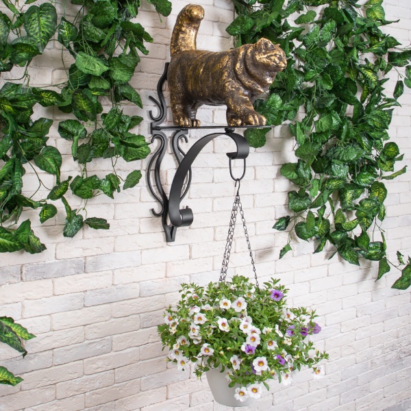 Кронштейн для цветов Кот Лео Бронза